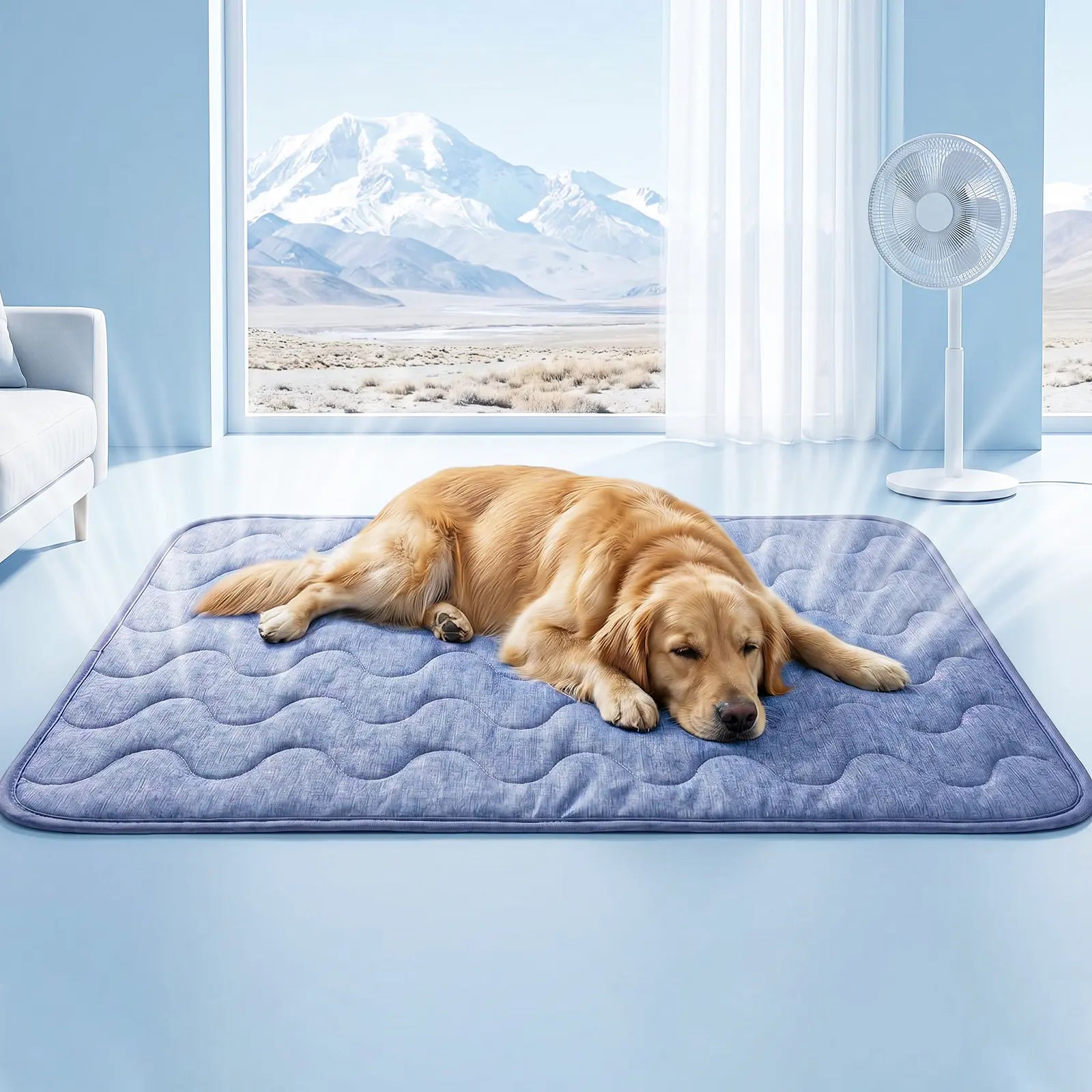Ultimate Dog Cooling Pad - Thin & Thick Options for Maximum Comfort, Q-MAX>0.4, Washable & Non-Slip, Stylish Geometric Designs for Summer Relaxation