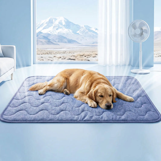 Ultimate Dog Cooling Pad - Thin & Thick Options for Maximum Comfort, Q-MAX>0.4, Washable & Non-Slip, Stylish Geometric Designs for Summer Relaxation
