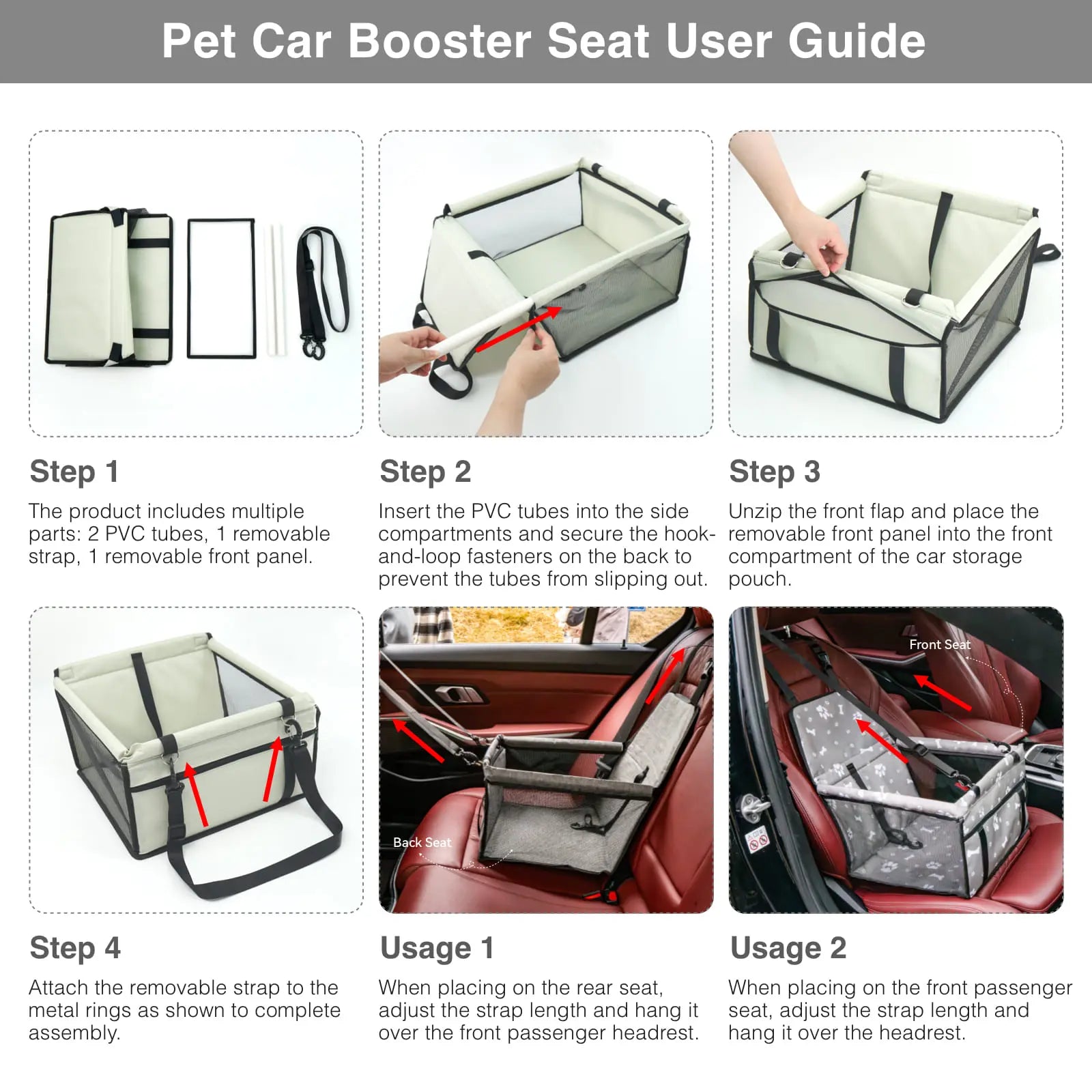 Ultimate Pet Car Seat – Foldable Travel Safety Booster for Cats & Dogs | Breathable, Easy to Clean & Spacious | Perfect for Front & Back Seats, Quick Assembly