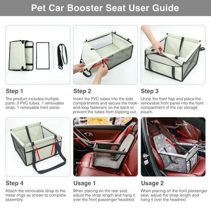 Ultimate Pet Car Seat – Foldable Travel Safety Booster for Cats & Dogs | Breathable, Easy to Clean & Spacious | Perfect for Front & Back Seats, Quick Assembly