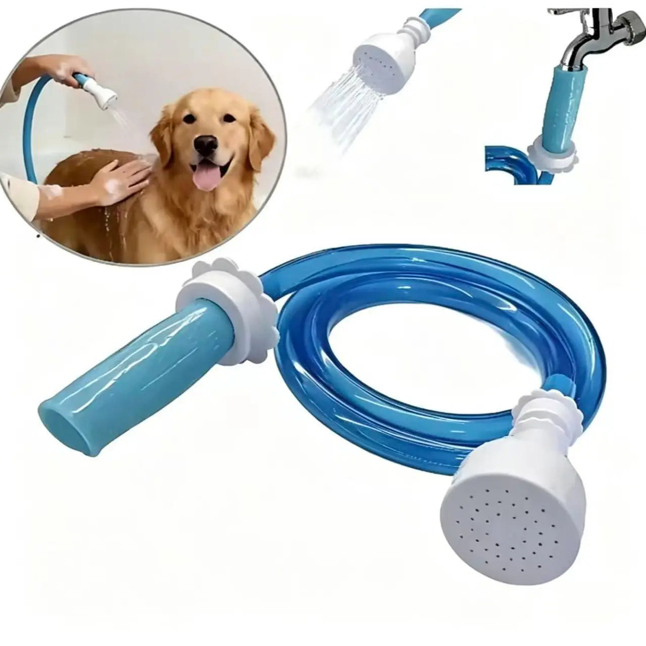 Transform Bath Time with Our Flexible 5 Ft Pet Shower Hose Adapter - No Installation Needed!