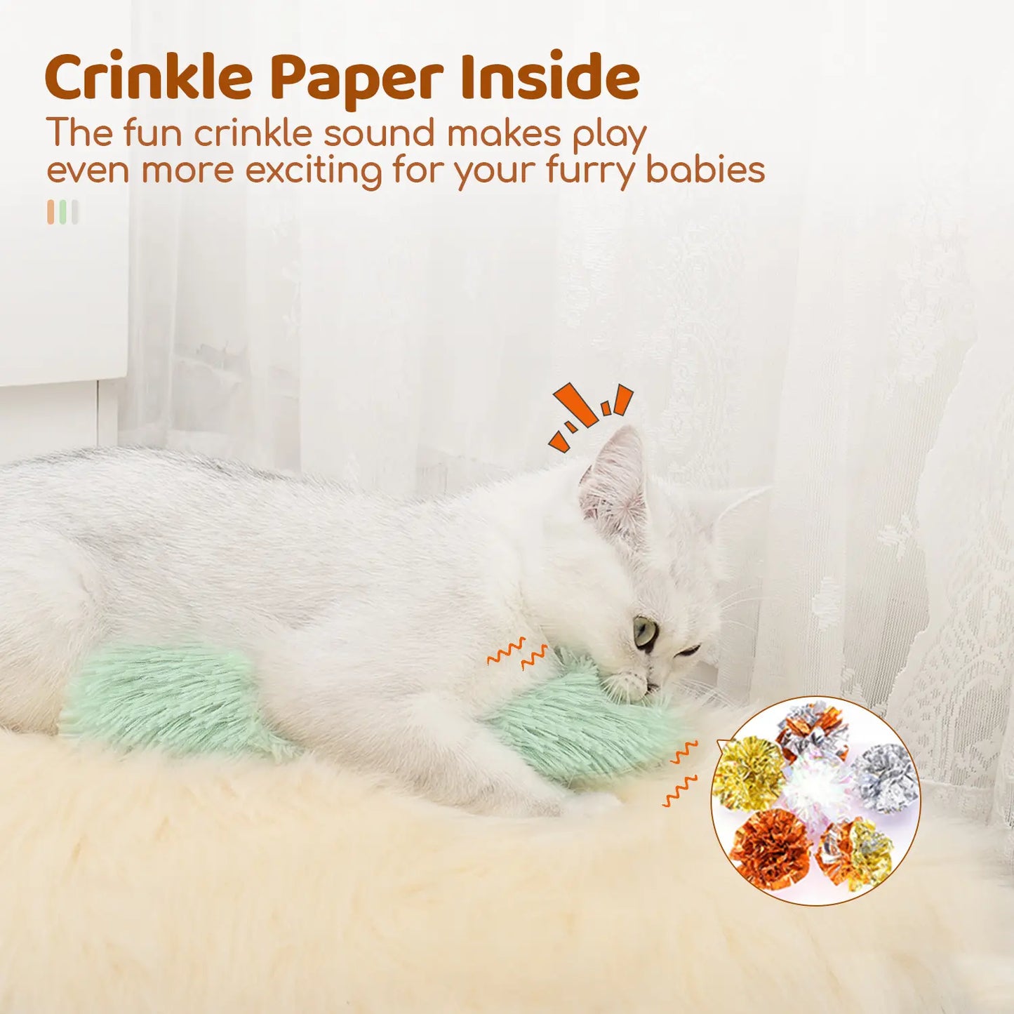 Engaging Cat Fun: Potaroma 3-Pack Soft Crinkle Sound Cat Pillows for Interactive Play and Exercise