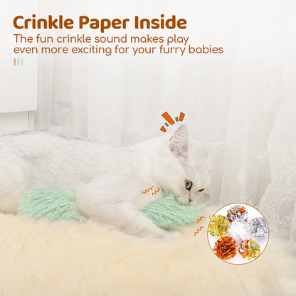 Engaging Cat Fun: Potaroma 3-Pack Soft Crinkle Sound Cat Pillows for Interactive Play and Exercise