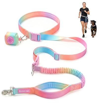Spark Paws Hands-Free Dog Leash — Shock-Absorbing Bungee Waist Lead with Car Seatbelt Clip & Poop Bag Holder | Heavy-Duty Leash for Medium, Large & XL Breeds