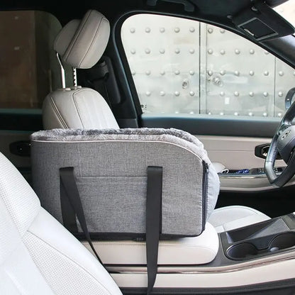 3-in-1 Console Pet Carrier — Center Console Cat & Dog Car Bed, Waterproof & Washable Travel Carrier with Shoulder Strap for Small Pets