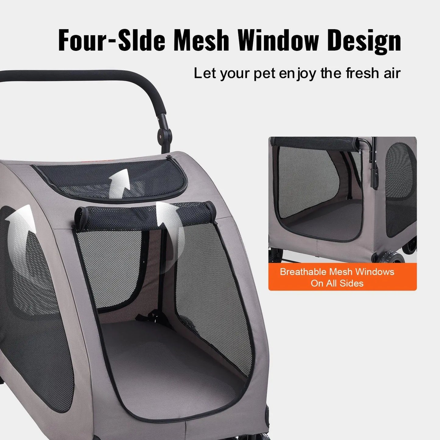 Ultimate Comfort Pet Stroller - 4-Wheel Dog Carrier with 160Lbs Capacity for Safe and Stylish Adventures