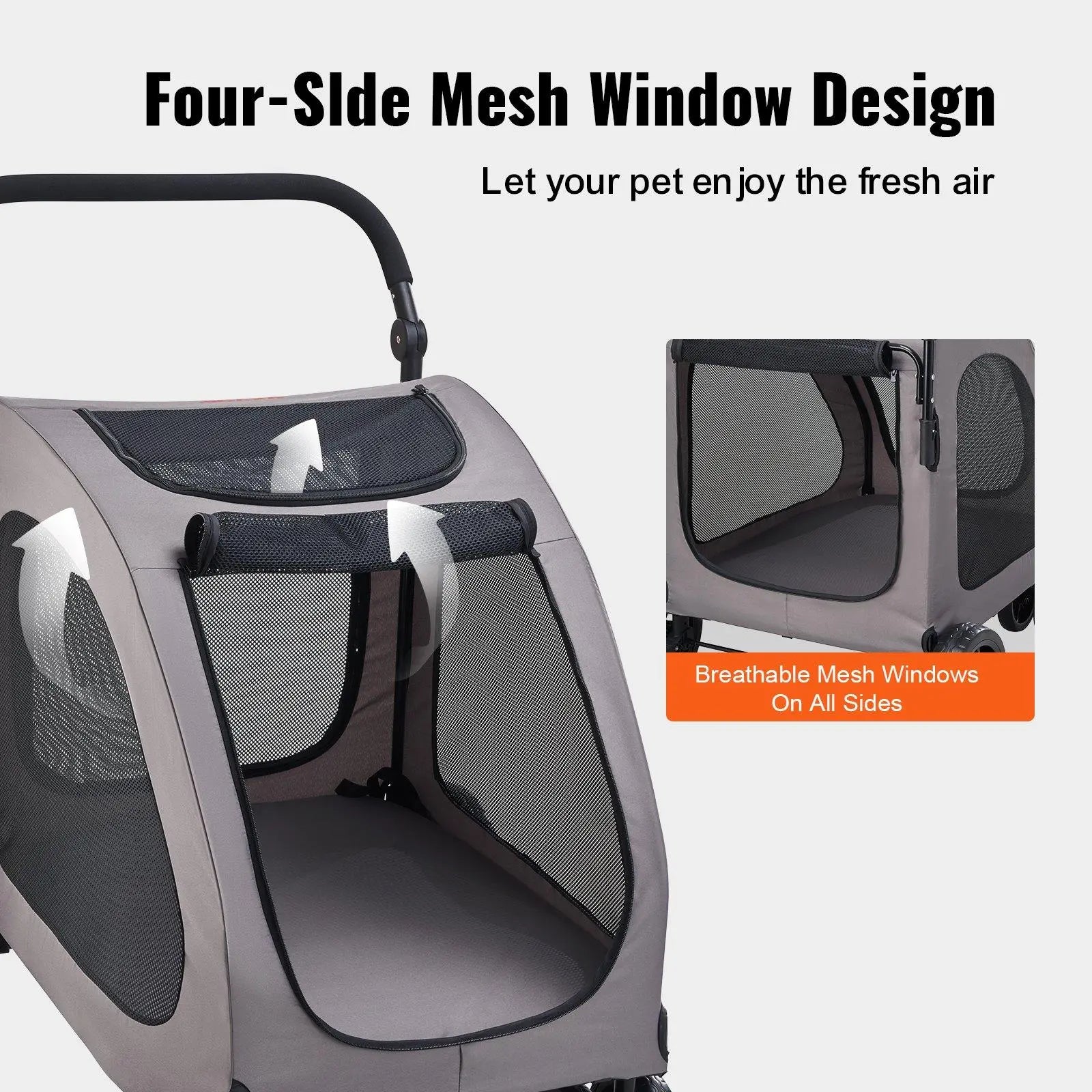 Ultimate Comfort Pet Stroller - 4-Wheel Dog Carrier with 160Lbs Capacity for Safe and Stylish Adventures