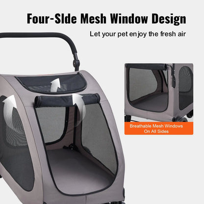 Ultimate Comfort Pet Stroller - 4-Wheel Dog Carrier with 160Lbs Capacity for Safe and Stylish Adventures