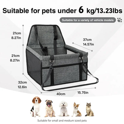 Ultimate Pet Car Seat – Foldable Travel Safety Booster for Cats & Dogs | Breathable, Easy to Clean & Spacious | Perfect for Front & Back Seats, Quick Assembly