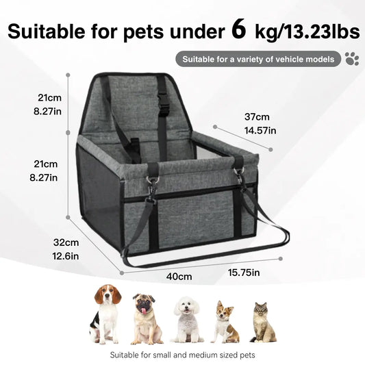 Ultimate Pet Car Seat – Foldable Travel Safety Booster for Cats & Dogs | Breathable, Easy to Clean & Spacious | Perfect for Front & Back Seats, Quick Assembly