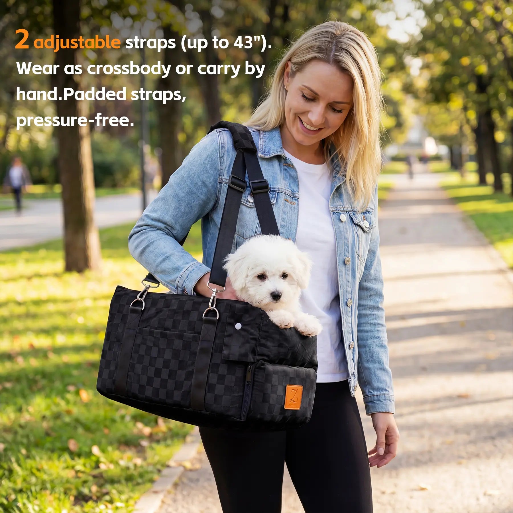 Zvrpet 2-in-1 Console Pet Car Seat & Carrier — Portable Center Console Booster for Small Dogs & Cats up to 16 lb, Anti-Tip, Washable Cushion, Adjustable 43" Padded Shoulder Strap