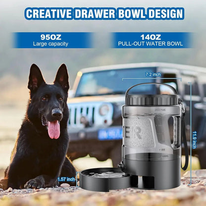 Ultimate 95Oz Portable Dog Water Bowl Dispenser - Perfect for Outdoor Adventures with Your Furry Friends!