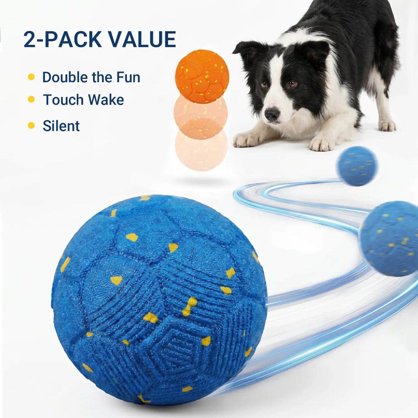 Sovelivee 2026 Soccer Fest Edition Interactive Dog Chew Toy Ball - Self-Moving, USB Rechargeable, Durable & Squeaky Fun for Dogs and Cats