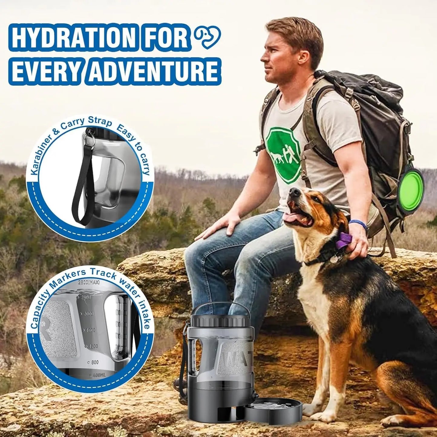 Ultimate 95Oz Portable Dog Water Bowl Dispenser - Perfect for Outdoor Adventures with Your Furry Friends!