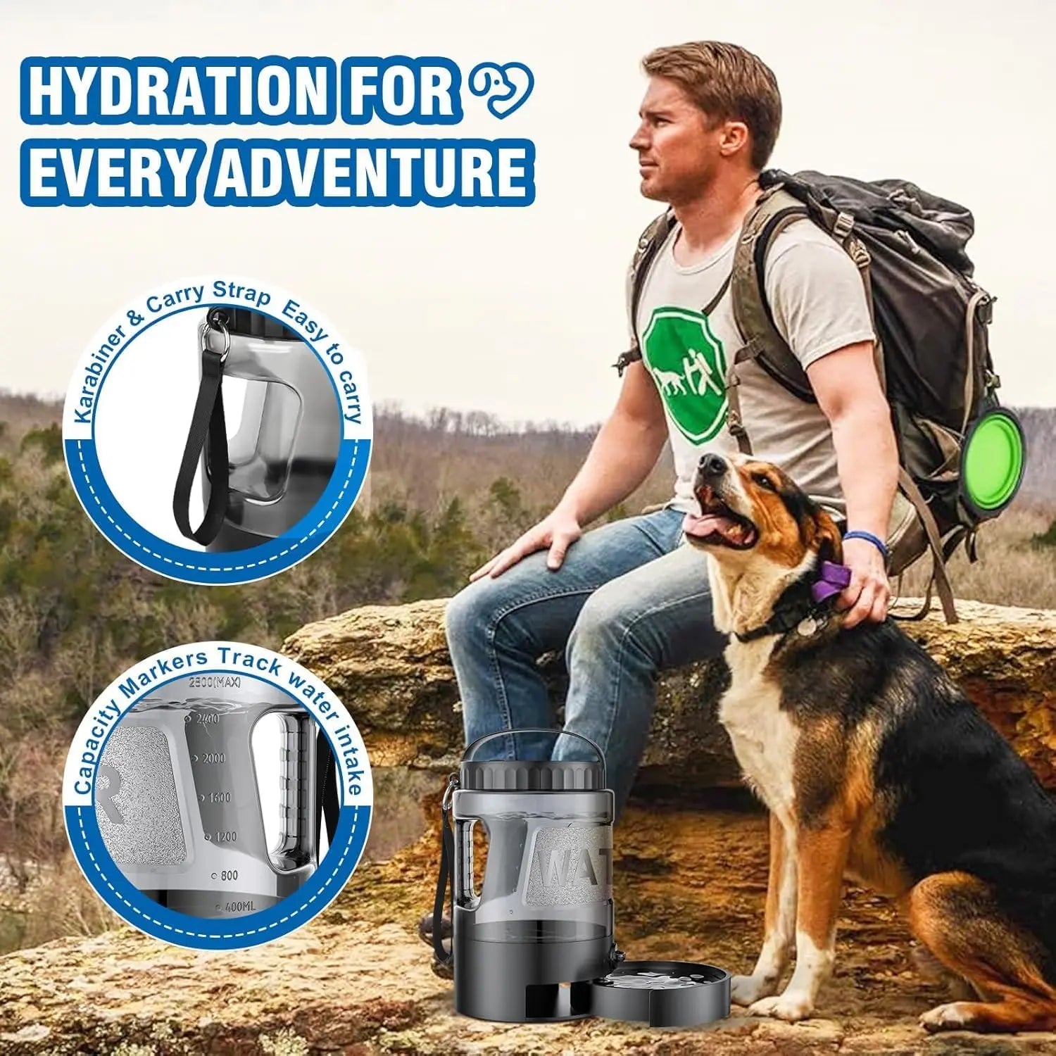 Ultimate 95Oz Portable Dog Water Bowl Dispenser - Perfect for Outdoor Adventures with Your Furry Friends!