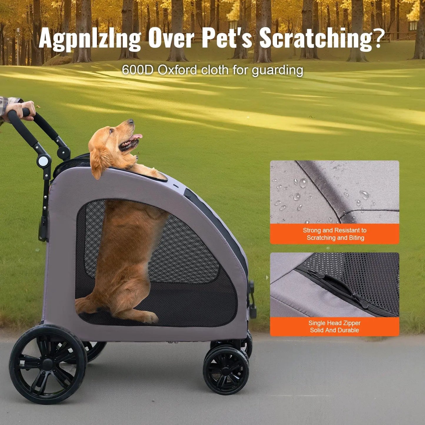 Ultimate Comfort Pet Stroller - 4-Wheel Dog Carrier with 160Lbs Capacity for Safe and Stylish Adventures