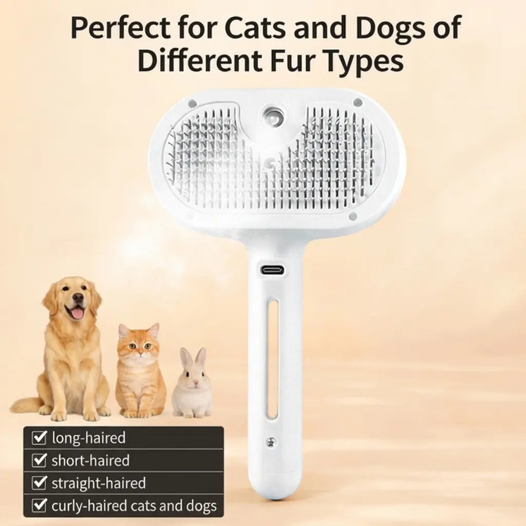 CATMUSE 3-in-1 Self-Cleaning Steam Deshedding Brush for Effortless Pet Grooming – Perfect for Cats and Dogs with Long or Short Hair