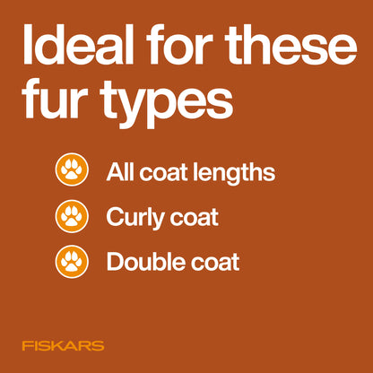 Fiskars Pet Slicker Brush — Gentle Deshedding & Detangling Brush for Dogs & Cats, Fine Stainless Steel Bristles with SoftGrip Handle, 6.5 in