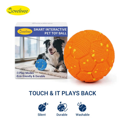 Sovelivee 2026 Soccer Fest Edition Interactive Dog Chew Toy Ball - Self-Moving, USB Rechargeable, Durable & Squeaky Fun for Dogs and Cats