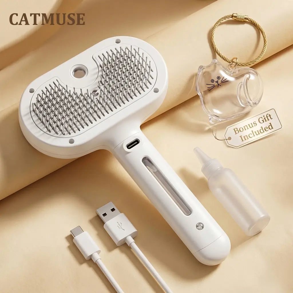 CATMUSE 3-in-1 Self-Cleaning Steam Deshedding Brush for Effortless Pet Grooming – Perfect for Cats and Dogs with Long or Short Hair