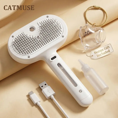 CATMUSE 3-in-1 Self-Cleaning Steam Deshedding Brush for Effortless Pet Grooming – Perfect for Cats and Dogs with Long or Short Hair