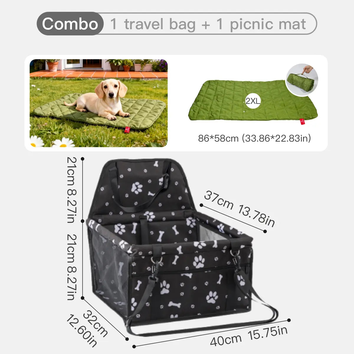 Ultimate Pet Car Seat – Foldable Travel Safety Booster for Cats & Dogs | Breathable, Easy to Clean & Spacious | Perfect for Front & Back Seats, Quick Assembly