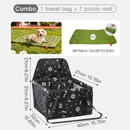 Ultimate Pet Car Seat – Foldable Travel Safety Booster for Cats & Dogs | Breathable, Easy to Clean & Spacious | Perfect for Front & Back Seats, Quick Assembly