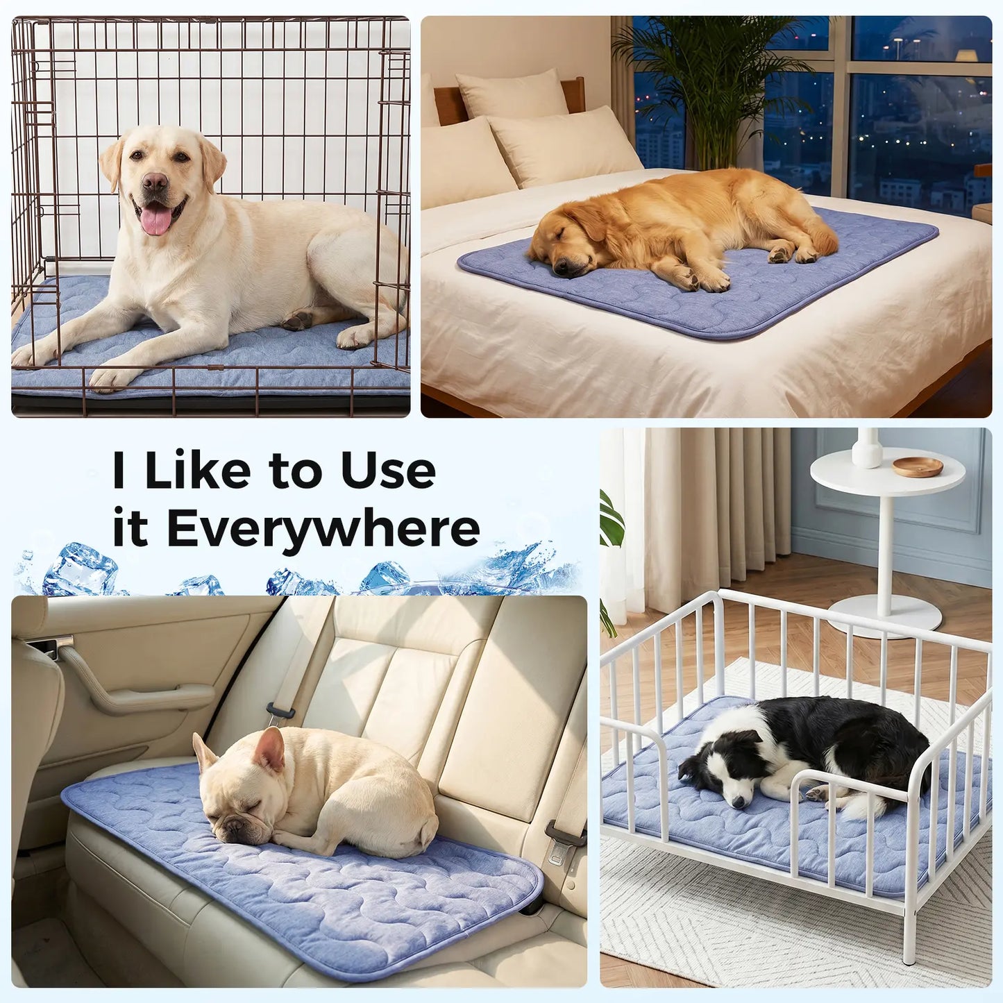 Ultimate Dog Cooling Pad - Thin & Thick Options for Maximum Comfort, Q-MAX>0.4, Washable & Non-Slip, Stylish Geometric Designs for Summer Relaxation