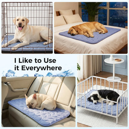 Ultimate Dog Cooling Pad - Thin & Thick Options for Maximum Comfort, Q-MAX>0.4, Washable & Non-Slip, Stylish Geometric Designs for Summer Relaxation