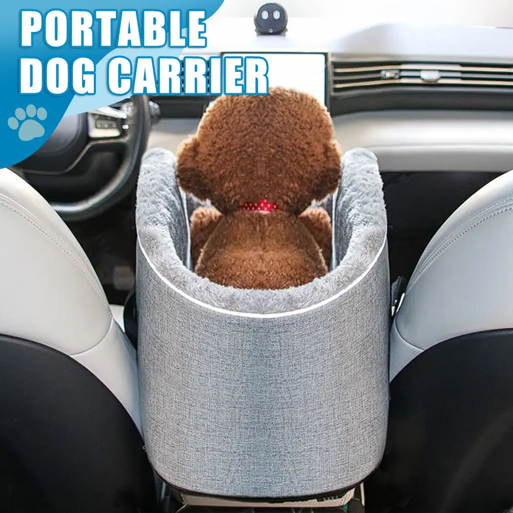 3-in-1 Console Pet Carrier — Center Console Cat & Dog Car Bed, Waterproof & Washable Travel Carrier with Shoulder Strap for Small Pets