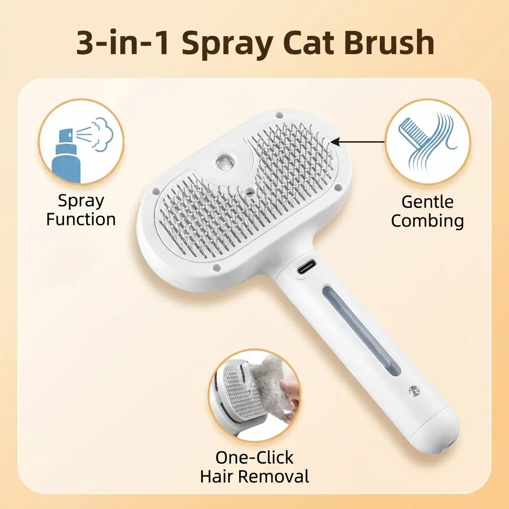 CATMUSE 3-in-1 Self-Cleaning Steam Deshedding Brush for Effortless Pet Grooming – Perfect for Cats and Dogs with Long or Short Hair