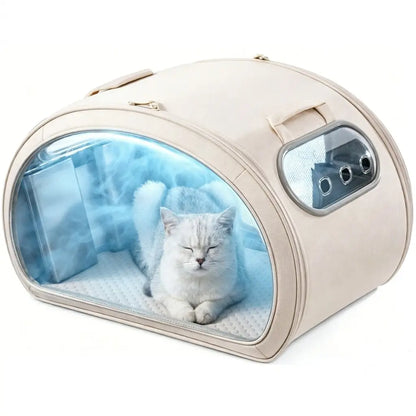 Pecute Pet Cooling House — Portable Bubble-View Pod with Detachable Cooling Blanket & Ice Packs, Insulated Walls, No-Assembly Folds-Flat Design for Small Dogs & Cats (Indoor & Travel)