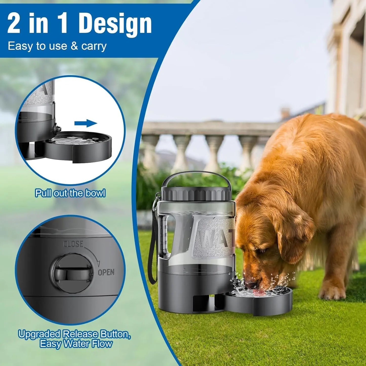 Ultimate 95Oz Portable Dog Water Bowl Dispenser - Perfect for Outdoor Adventures with Your Furry Friends!