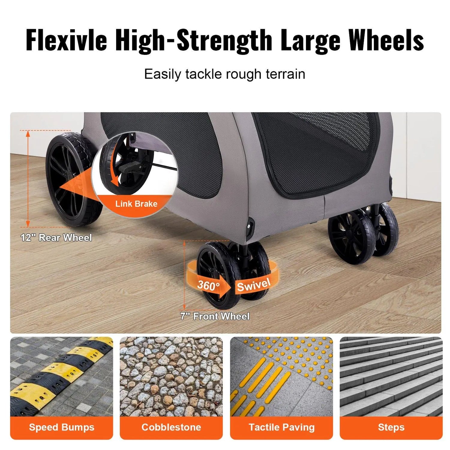 Ultimate Comfort Pet Stroller - 4-Wheel Dog Carrier with 160Lbs Capacity for Safe and Stylish Adventures