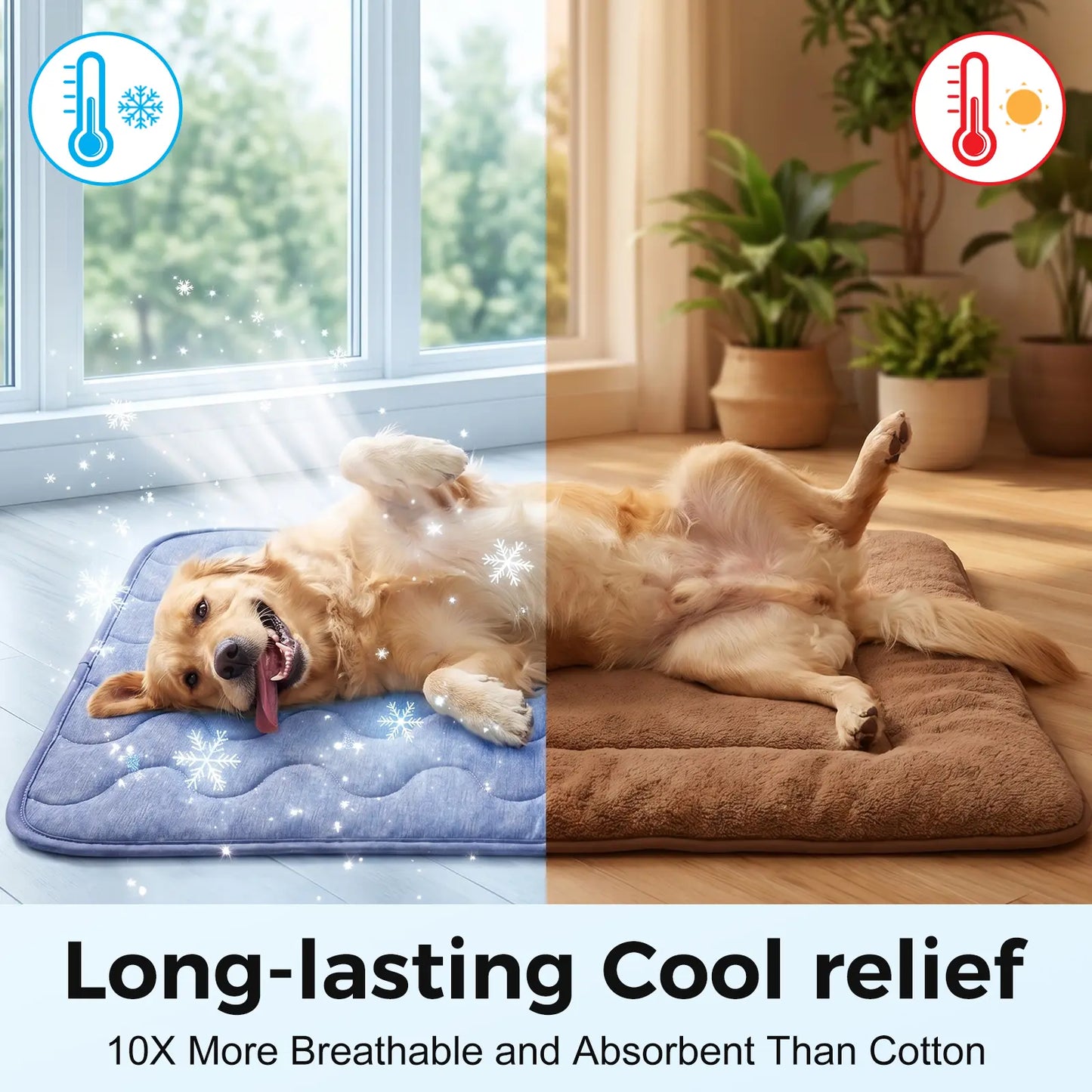 Ultimate Dog Cooling Pad - Thin & Thick Options for Maximum Comfort, Q-MAX>0.4, Washable & Non-Slip, Stylish Geometric Designs for Summer Relaxation