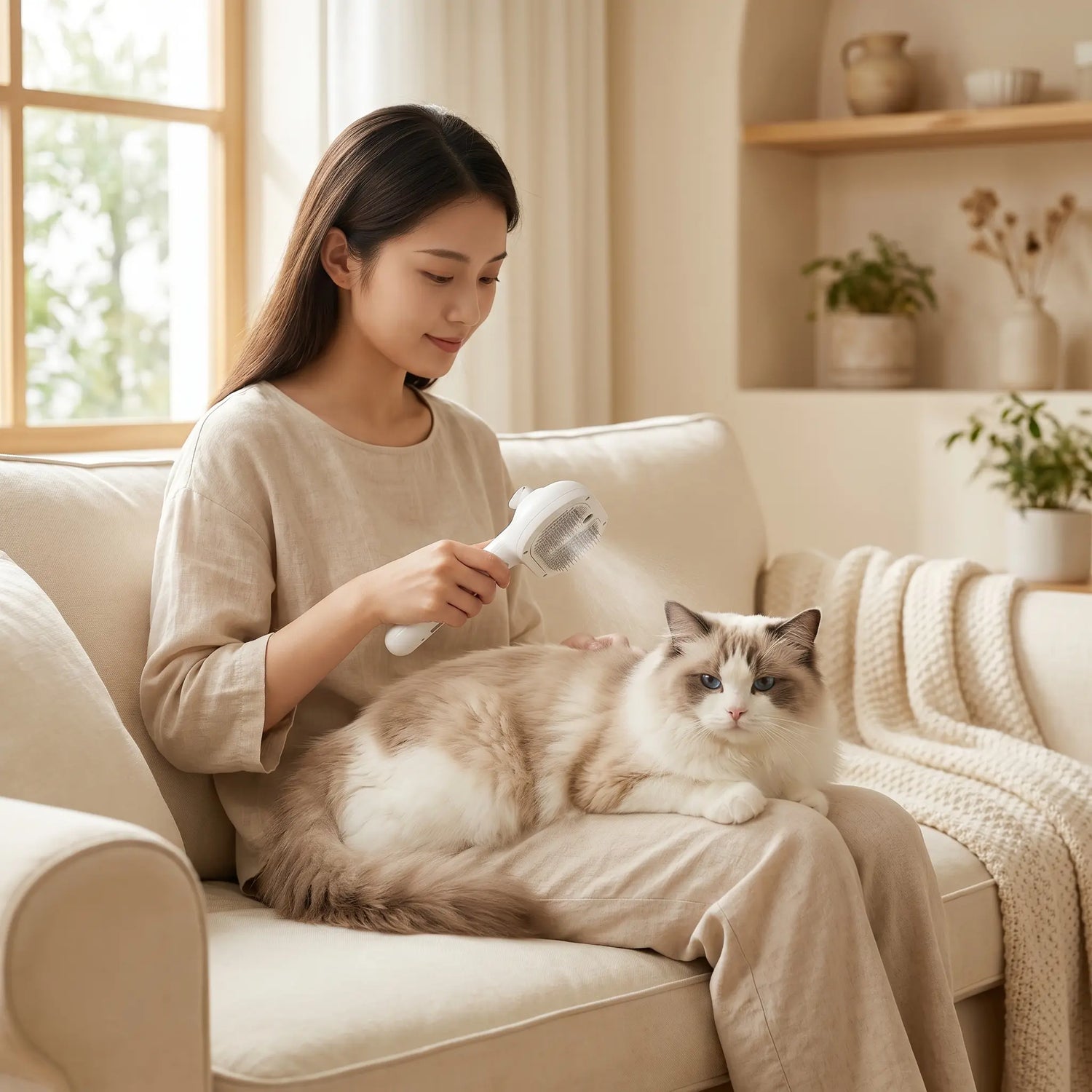 CATMUSE 3-in-1 Self-Cleaning Steam Deshedding Brush for Effortless Pet Grooming – Perfect for Cats and Dogs with Long or Short Hair