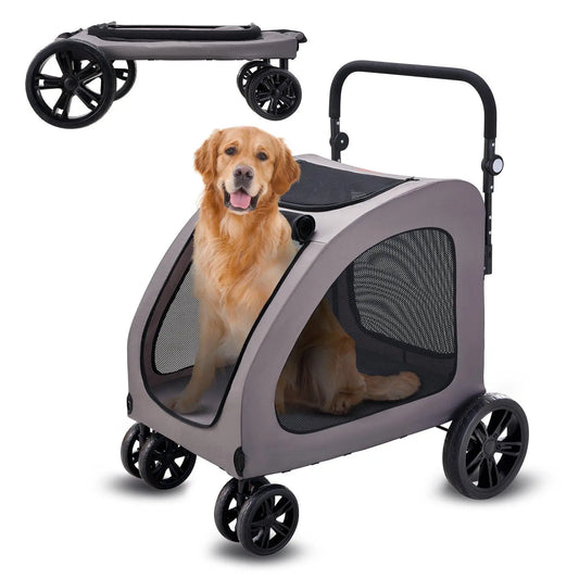 Ultimate Comfort Pet Stroller - 4-Wheel Dog Carrier with 160Lbs Capacity for Safe and Stylish Adventures