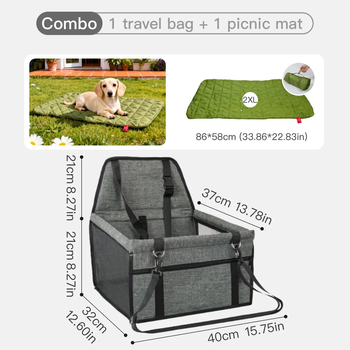 Ultimate Pet Car Seat – Foldable Travel Safety Booster for Cats & Dogs | Breathable, Easy to Clean & Spacious | Perfect for Front & Back Seats, Quick Assembly