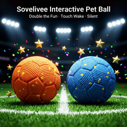 Sovelivee 2026 Soccer Fest Edition Interactive Dog Chew Toy Ball - Self-Moving, USB Rechargeable, Durable & Squeaky Fun for Dogs and Cats