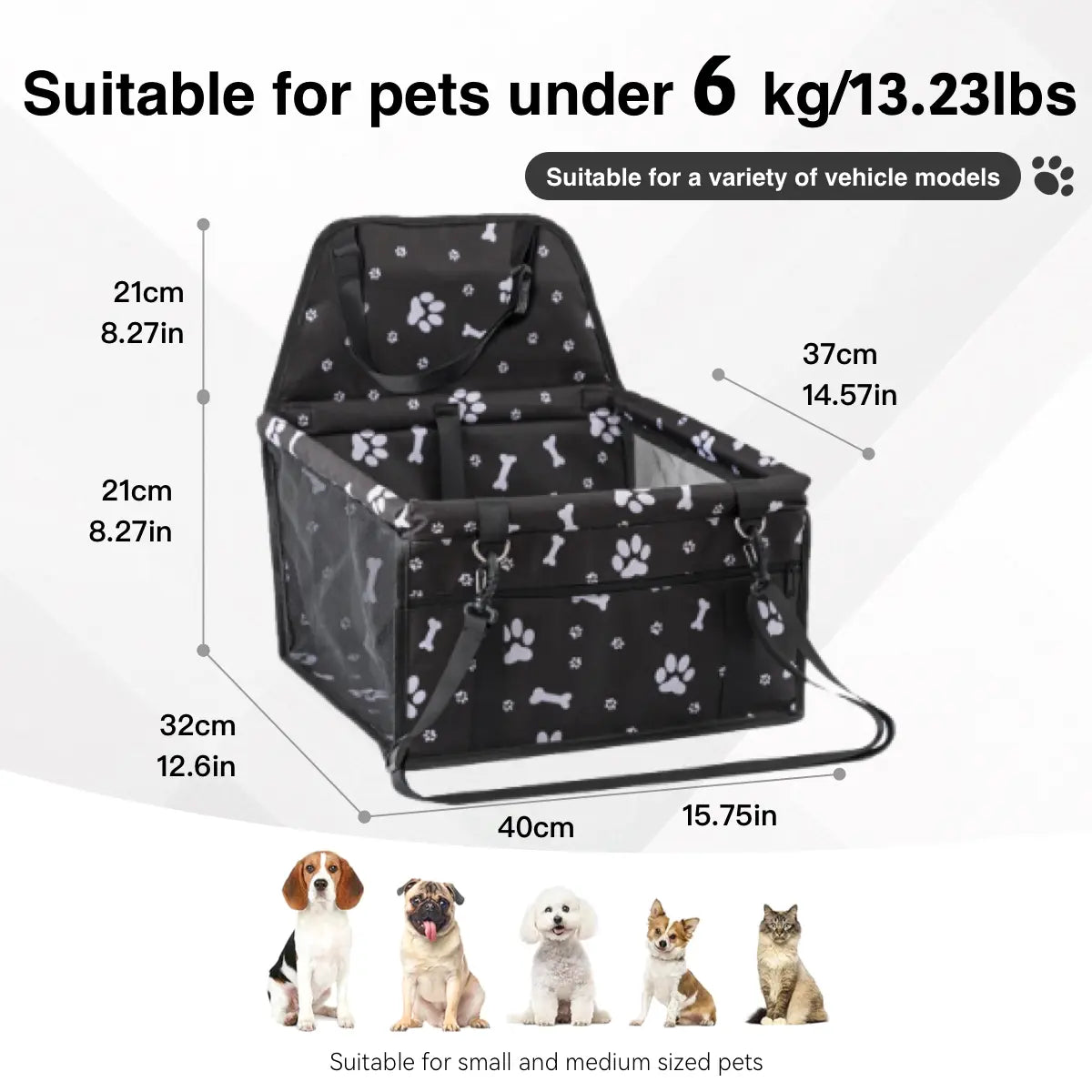 Ultimate Pet Car Seat – Foldable Travel Safety Booster for Cats & Dogs | Breathable, Easy to Clean & Spacious | Perfect for Front & Back Seats, Quick Assembly